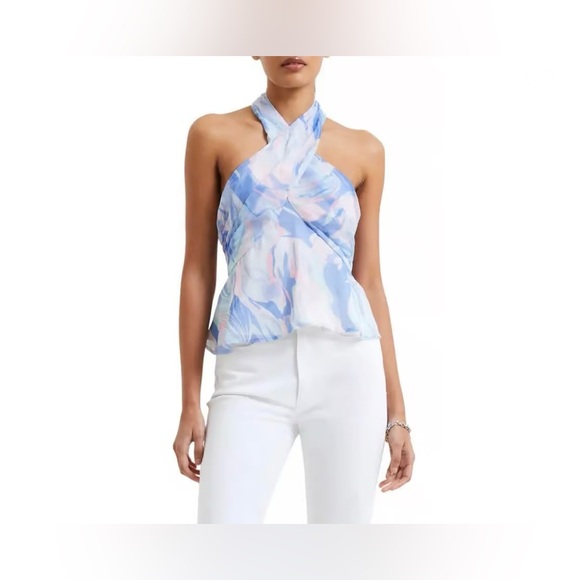 French Connection Dalla Verona Smocked Halter Top Size Large NWT - Picture 1 of 15